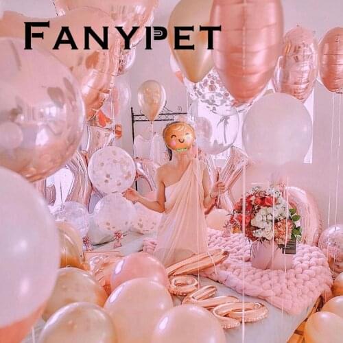 28pcs Love Heart Foil Balloons Rose Gold Silver Red Latex Confetti Ballons Romantic Wedding Decoration Party Supplies Globo