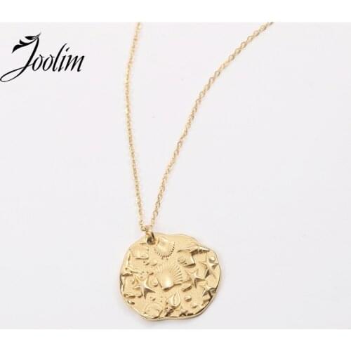 Joolim Jewelry PVD Gold Finish Retro Star&Shell Coin Pendant Necklace Stylish Stainless Steel Necklace