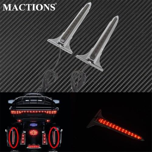 Motorcycle Rear LED Saddlebag Accent Lights Chrome Brake Tail Light Warning Stop Lamp For Harley Touring 93-14 Road Street Glide