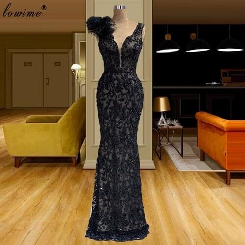Vintage Black Evening Dresses 2021 Long Mermaid Lace Evening Gowns Dubai Special Occasion Dresses For Women 2020 Robe De Soiree