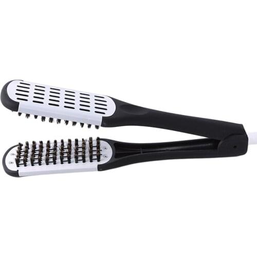 1PC 2020 Hair Hairdressing Double Sided Brush Plywood Clamp Natural Ceramic Straightening Comb Fibres Styling Tools