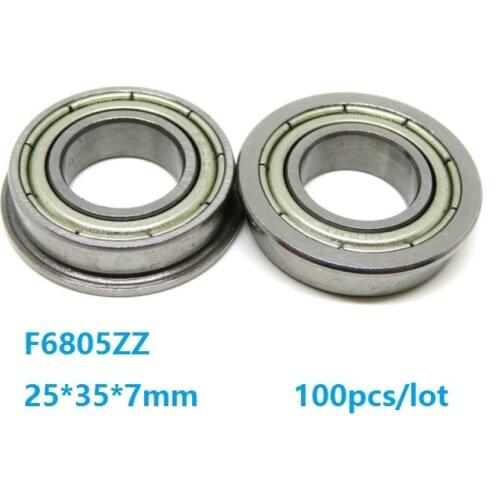 100pcs/lot F6805ZZ F6805 ZZ Flange Ball Bearing 25*35*7mm Thin Wall Deep Groove Ball bearing Double metal cover 25×35×7mm