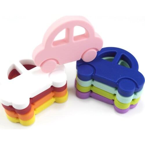 Baby Teether Silicone Cars Shape Baby Pacifier Clip Bib Holder Charms 2pc Silicone Teething Toys Necklace Pendant for Babies