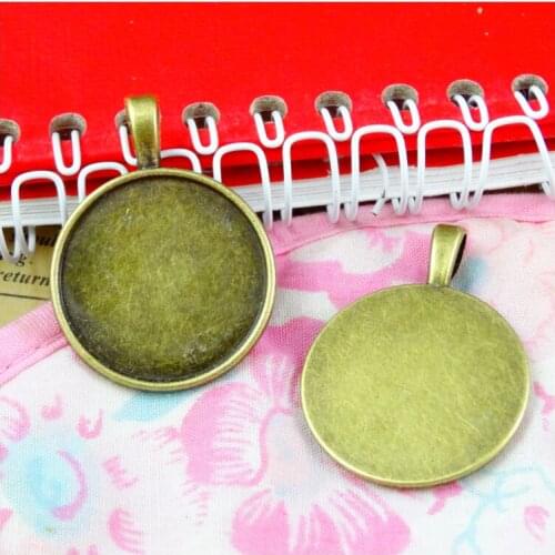 20pcs 25mm Inner Size Antique Bronze Plated Base Setting Charms Tray Pendants DIY Accessories