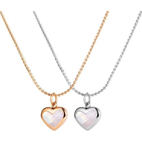 2021 Trend Female Length 47CM Kpop Fashion Stainless Steel Necklace For Women Rose Gold Silvery Heart Cute Gift Pendant Jewelry