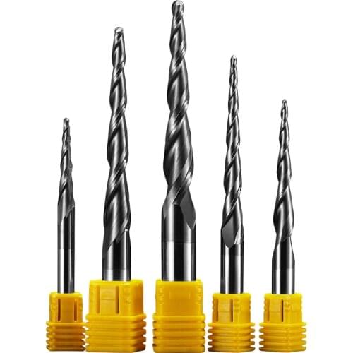 4 6 8 10mm HRC55 R.25 R5 Tapper Ball Nose End Mill Tungsten solid carbide Coated Tapered cone cnc milling cutter engraving bit