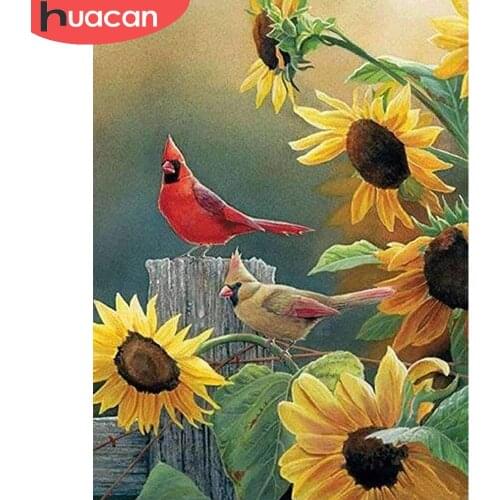 HUACAN 5d Diamond Painting Mosaic Sunflower Full Square/round Diamond Embroidery Bird Floral Wall Decor Crystal Hobby