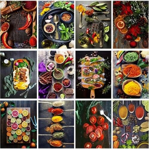 DIY Diamond Painting 5d Food Full Square Round Drill Diamond Embroidery Cross Stitch Kitchen Handicraft Wall Art Decoration