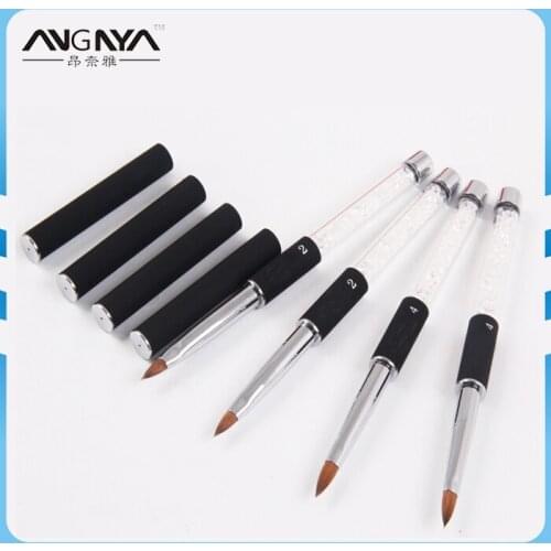 ANGNYA 1 Pcs 2#4#6#8#10#12# New Crystal Sable Brush Black Hand Acrylic Brush Kolinsky Sable for Diamond Brush A092