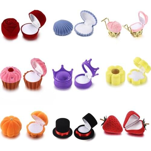 1 Piece Lovely Velvet Jewelry Box Container Wedding Ring Box for Earrings Necklace Bracelet Display Gift Box Holder 38 styles