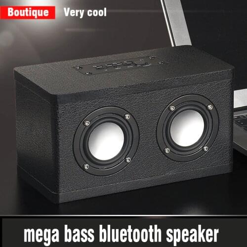 Wood and leather Bluetooth speaker stereo hyper bass high fidelity HiFi effect full frequency double speaker wireless music play
