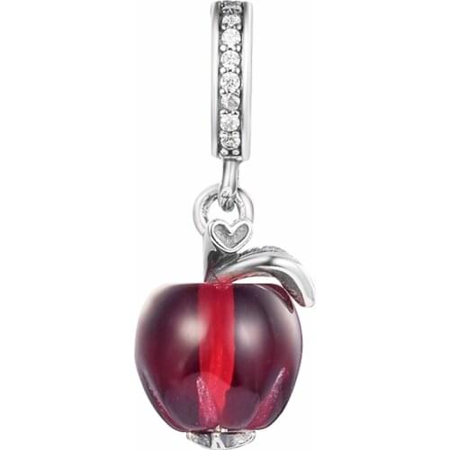2021 New 925 Sterling Silver Murano Glass Red Apple Dangle Charm Beads Women DIY Jewelry Making Fits Pandora Bracelet Berloque