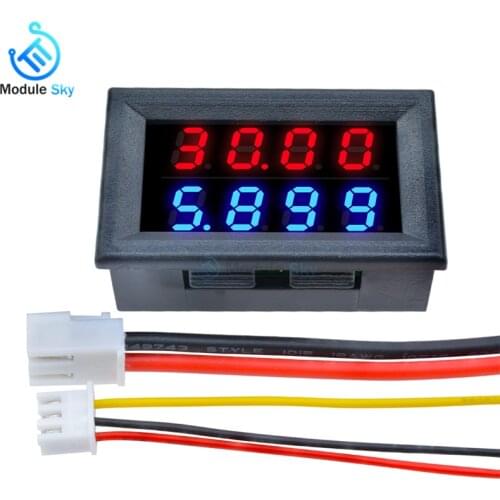 0.28 Inch Digital DC Voltmeter Ammeter 4 Bit 5 Wires DC 200V 10A Voltage Current Meter Power Supply Red Blue LED Dual Display