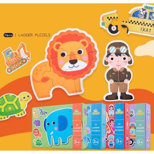 Wooden Large Size Puzzle Toy for Children Early Educational Animal Traffic Cognition Jigsaw Family Party Game Wood Toy Xmas Gift