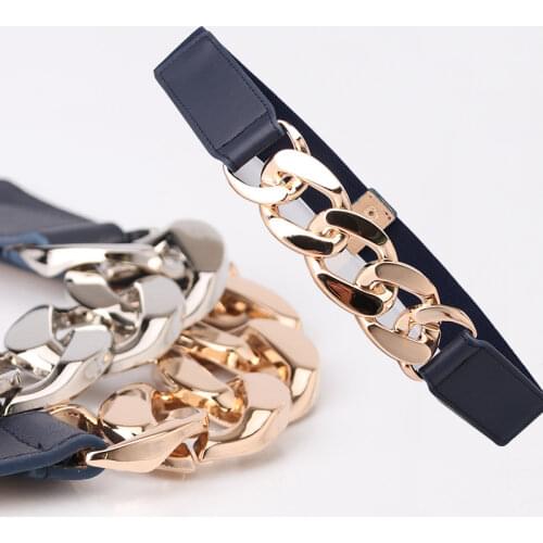 Womens Belt European American Streetwear Metal Thick Chain Waistband Locomotive Punk Wind Elastic Girdle Suit Designer Belts