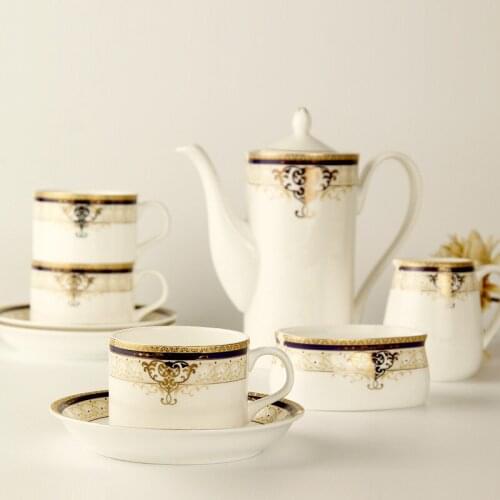 European Wedding Tea Set 15 pieces coffee set English afternoon tea set bone ceramic black tea cup