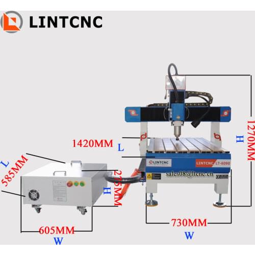 Mdf/wood/steel/copper processing cnc machine cnc router cutter engraver LT-6090 with water tank
