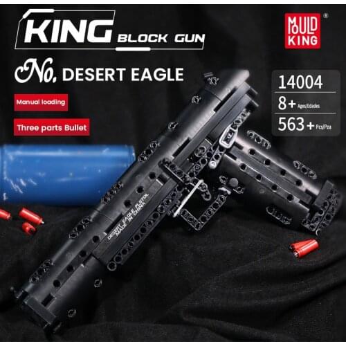 Toys MOULD KING 14004 Desert Eagle Shooting Gun Model Building Block Set Simulation Manually Loaded Weapon Toy Gift for Man kid