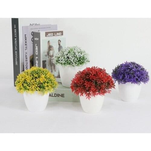 1pc Artificial Plant Mini Bamboo leaf grass Small Tree Fake Flowers Pot Plants Wedding Party Home Garden Table Bonsai Decor