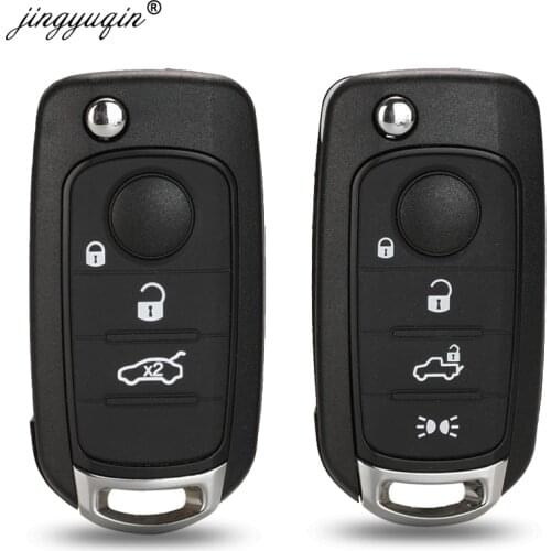Jingyuqin 3/4 Button Folding Remote Car Key Fob Shell Case For Fiat Egea Tipo 500X With Flip Uncut Blade SIP22