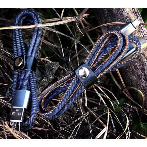 2.4 A 1 M Micro USB Type C Cable Durable Denim Braided Sync Data Mobile Phone USB Cable Charge & Sync Data cable