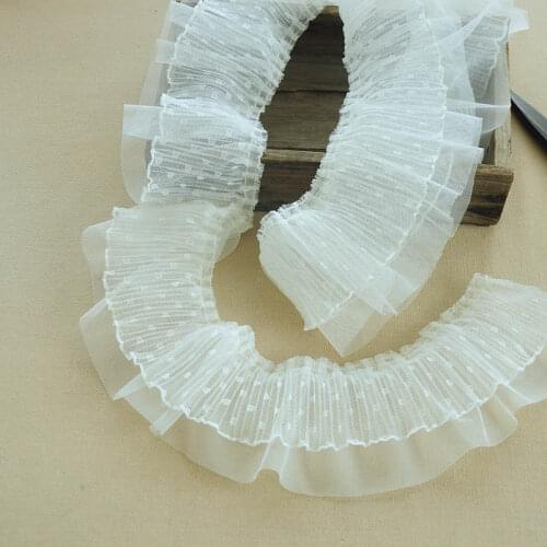 5meters 10cm wide non stretch Pleated Edge Trim 2-Layer Mesh Ruffle lace accessories DIY doll dress clothing accessories