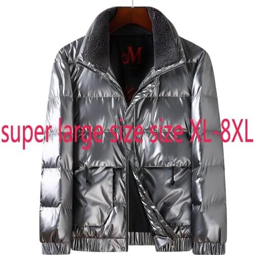 New Arrival Suepr Large Winter Men Fashionable Casual Stand Collar Bright Face Down Jacket Thick Loose Coat Plus Size XL-7XL 8XL