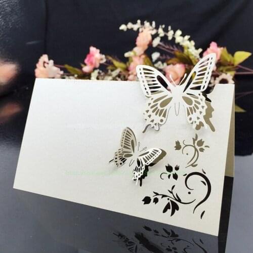 10 Colors 50pcs Butterfly Laser Cut Table Name Place Cards Favor Table Name Message Setting Card Wedding Birthday Party Supplies