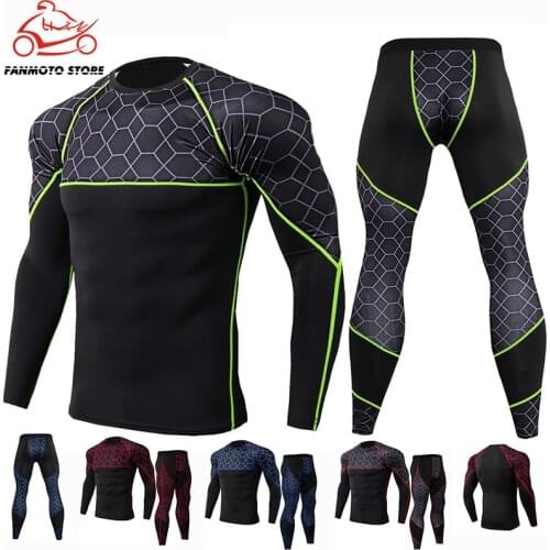 Motorcycle Mens Underwears sets Sport Breathable Quick drying Base Layers Tight Long Tops & Pants Sportswear Underwear Leggings