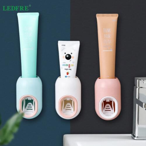 LEDFRE Toothpaste Dispenser Wall-Mounted Automatic Squeezing Toothbrush Rack Plastic for BathroomLF71033