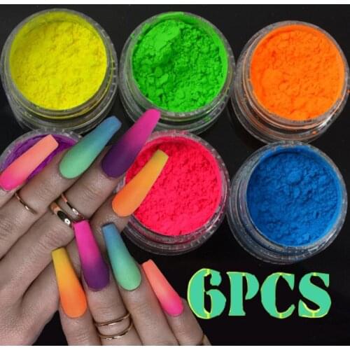Neon Nail Pigment Nail Powder Matte Fluorescent Gradient Eyeshadow Nail Glitter Iridescent Acrylic Powder Nail Art Accessories