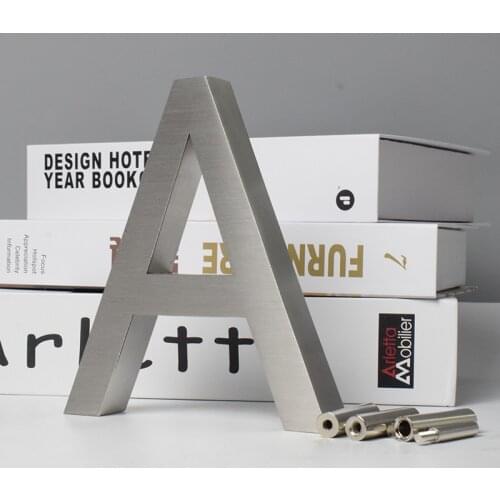 House Numbers 0-9 ABC Outdoor Metal 3D Modern Silver Stainless Steel Lettre Home Hotel Apartment Name Plate Custom Address Sign