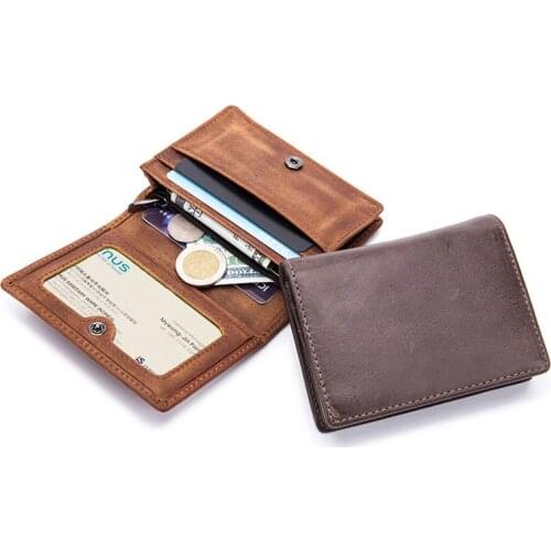 New Mens Wallet Genuine Leather Wallets Man High Quality Small Hasp Purses Short Coin Card Holder Clutch Money Bag Dropshipping