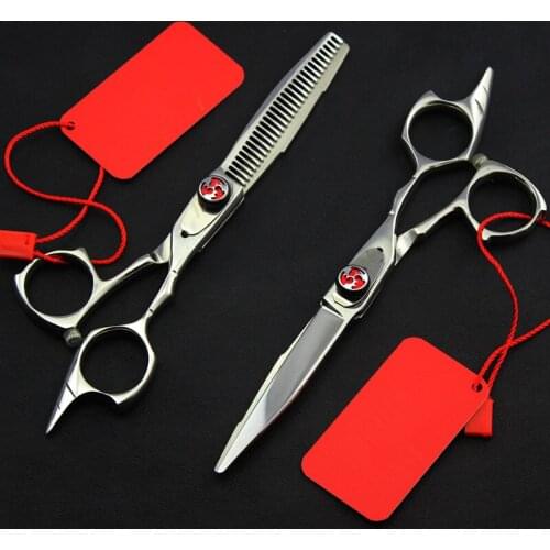 Top grade professional 5.5 inch 440c 9cr13 62HRC thinning shears cutting barber hair scissors set makeup hairdressing scissors