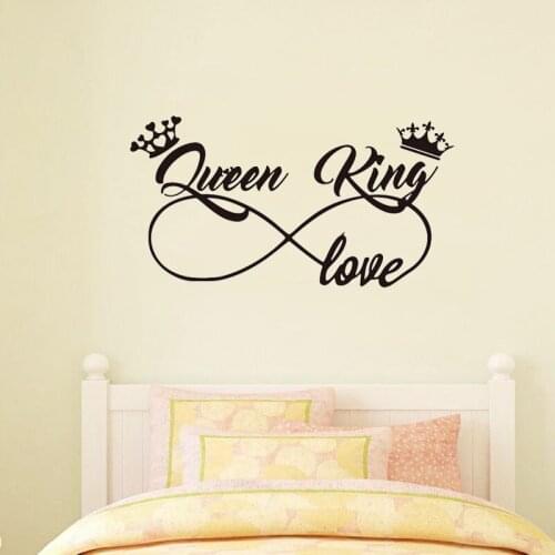 Romantic Queen King Wall Sticker Infinite Love Couples Room Vinyl Wall Decal Bedroom Living Room Sweet Decor Art Murals