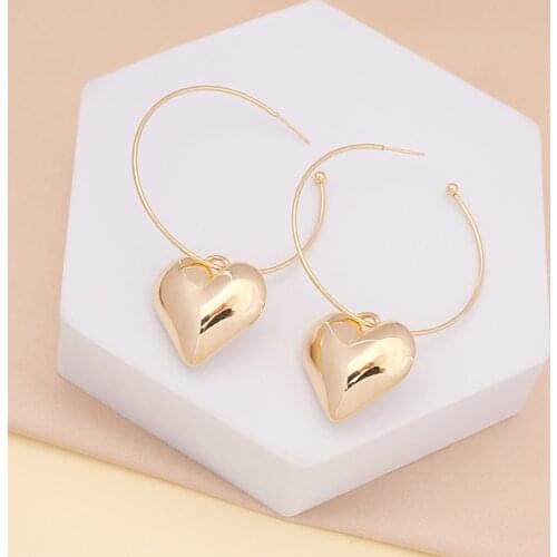 Fashion Gold Color Love Heart Hoop Earring For Women Jewelry Statement Earrings Party Accessories Gifts for Mom and Girl Friend
