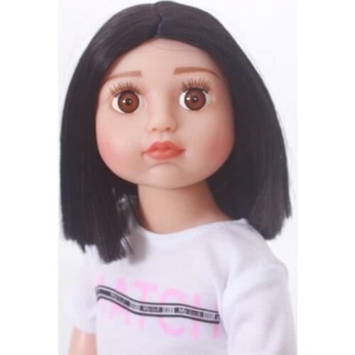 Cute 18 inch doll Soft Silicon Vinyl bebe reborn toy with Short Black Hair lifelike American Style for Girls Birthday Gift