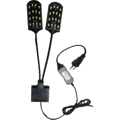 High-power Dual Head Water Grass Lighting 5730 Bean LED Clip On Clamp Lamp For Small Aquarium Fish Tank 15W 220V EU Plug