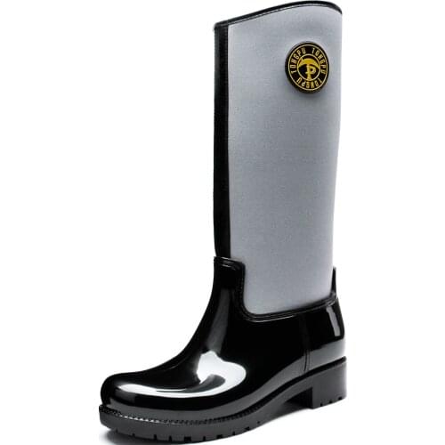 TONGPU Soft Neoprene Waterproof Womens PVC Tall Rain Boots 20-550