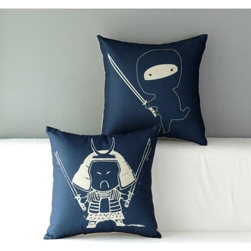 Japanese pillow cover, creative cartoon Japanese Ninja Warrior throw pillow cover wholesale