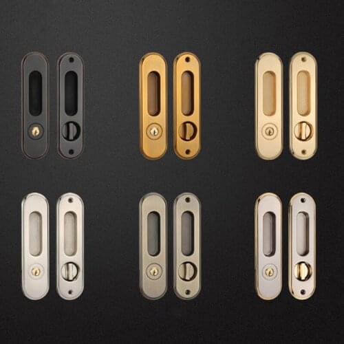 European Style Simple Sliding Door Lock Kitchen Bathroom Balcony Sliding Mechanical Door Handle Lock Zinc Alloy Hook Lock