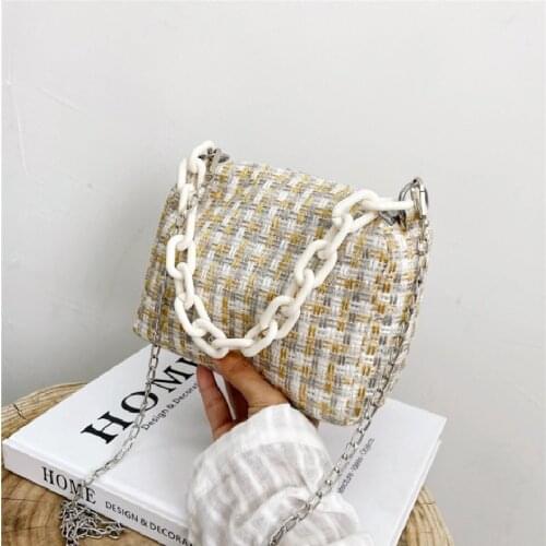 Women Handbag Chic Style Weave Chain Patchwork Shoulder Crossbody Bag Female Ins Fashion Portable Tote Square Bags Сумка Женская