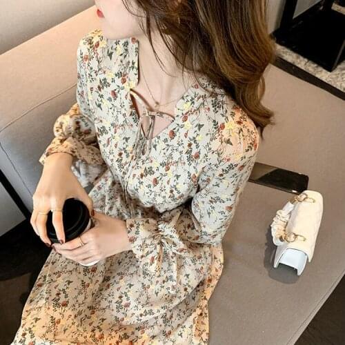 Women Dresses 2021 Spring And Autumn Vintage Floral Dress Vestido De Mujer Femme Robe