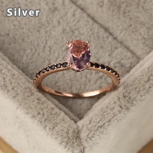 Hot selling in Europe and the elegant fashion 925 sterling silver ring with ms black zircon champagne crystal jewelry gifts