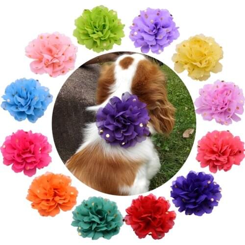 1X Pet Dog Cat Collar Removable Charms Polka Dots FLower Bows for Party Holiday Wedding Dog Accessories Grooming Pet Supplies