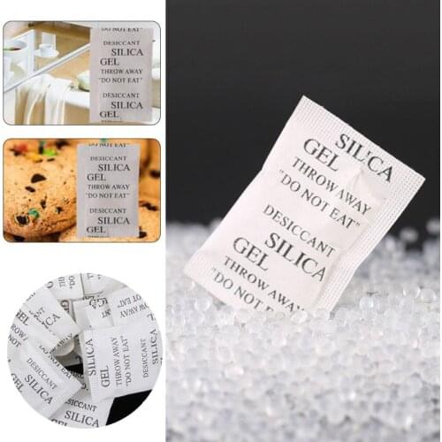 100 Packets Non-Toxic Silica Gel Desiccant Pack Moisture Absorber Dehumidifier For Kitchen Food Spices Jewelry Clothes Shoes