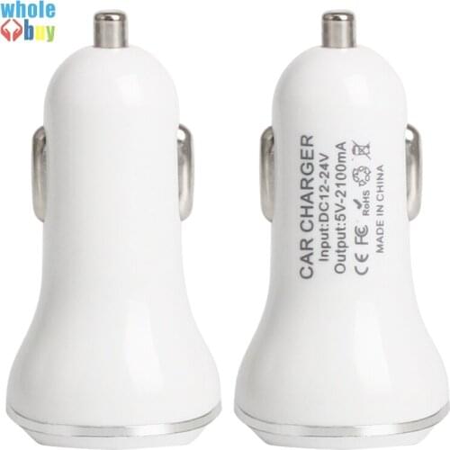 100pcs/lot NEW style 5V 2.1A 2 Port Mini Dual USB Car Charger Adapter For IPhone Samsung Universal Use car styling