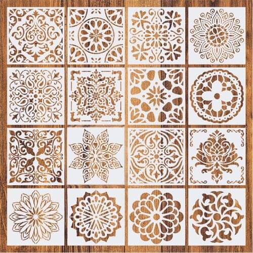 16Pcs Painting Stencil DIY Drawing Mandala Style Drawing Template For Wall, Painting, Rock Painting Art Projects