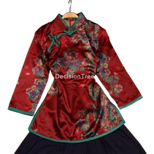 2021 chinese national wind silk cheongsam tops womens shirt tang suit traditional chinese flower print tops blouse qipao