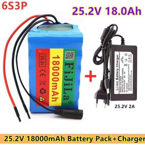 24V 18.0Ah 6S3P 18650 Battery Lithium Battery 25.2V 18000mAh Electric Bicycle Moped /Electric/Li ion Battery Pack with charger